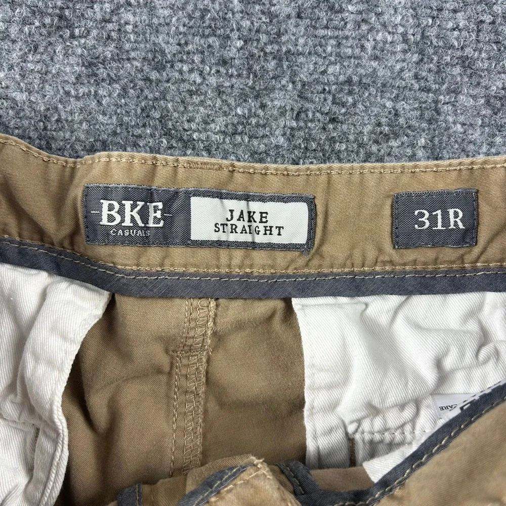 BKE Jake Straight Pants‎ Mens 31R Tan Khaki Chino Casual Stretch Trousers